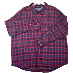 George Men’s 3XL Red & Black Plaid Flannel Button-Up Shirt – Big & Tall